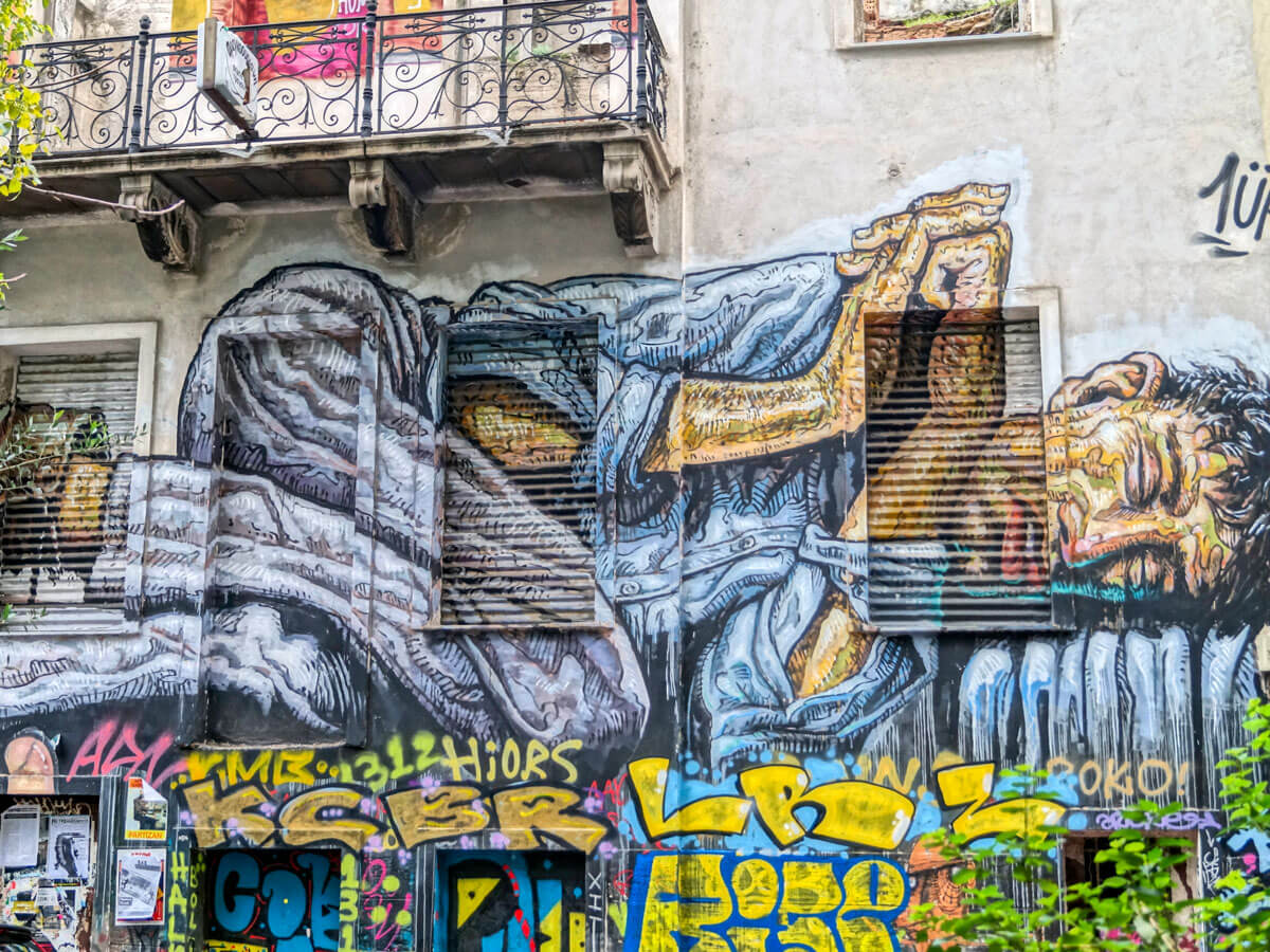 Graffiti in Exarcheia from street artist WD