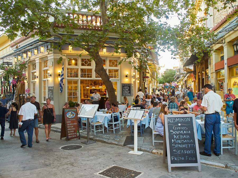 A Greek tavern in Plaka of Athens