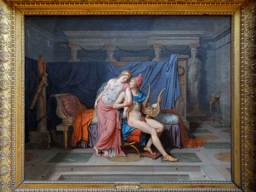 Caryatids in "The Love of Paris and Helen" by Jacques-Louis David