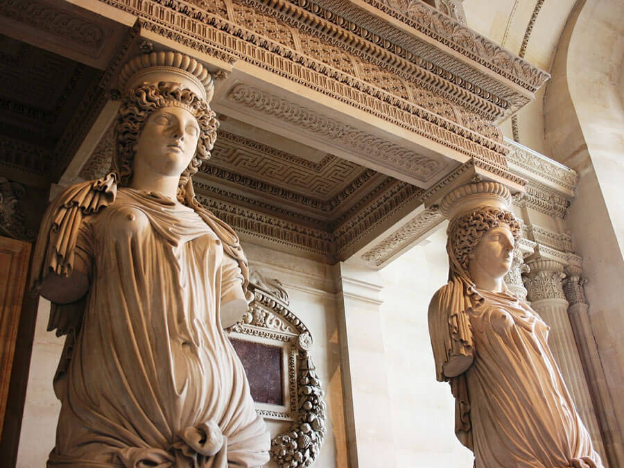 Caryatids in the Louvre Museum in Paris