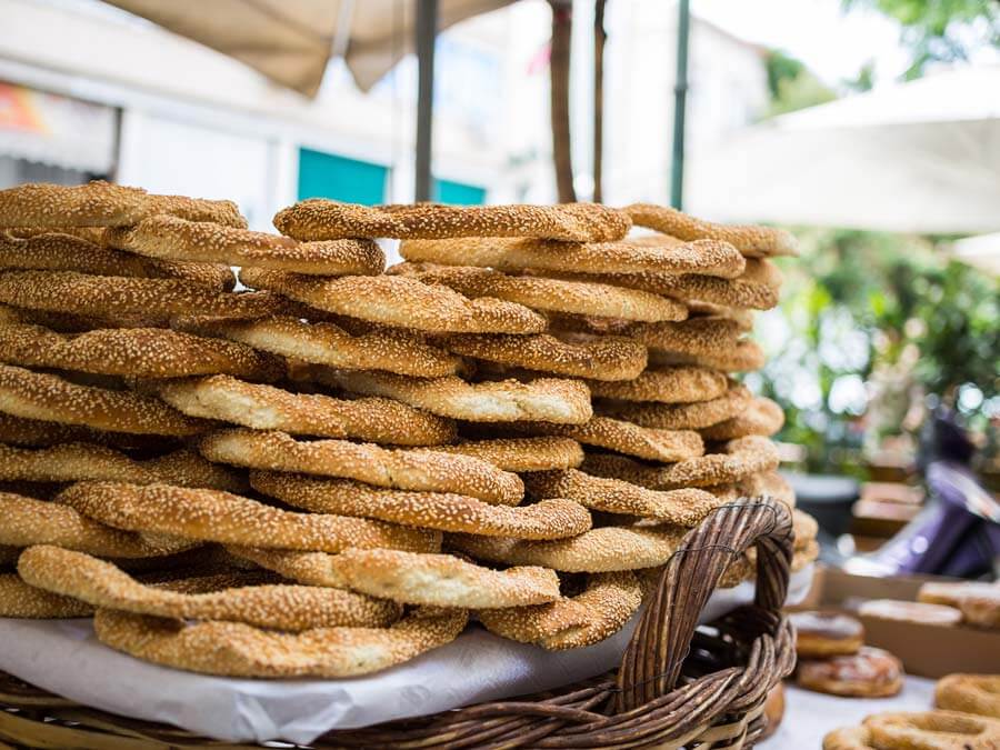 Street vendor selling koulouri of Thessaloniki