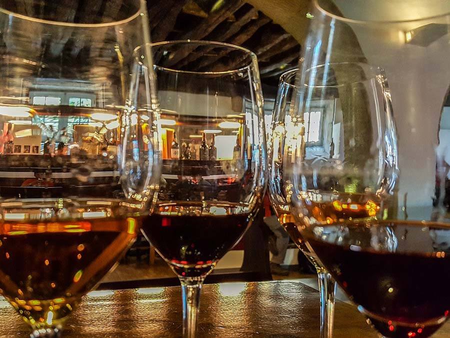 Glasses of wine in a local bar