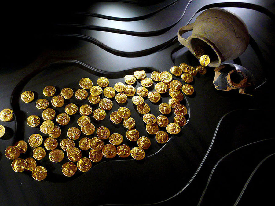 Hoard of gold coins from Epidaurus, 3rd Century BC, at Numismatic Museum of Athens