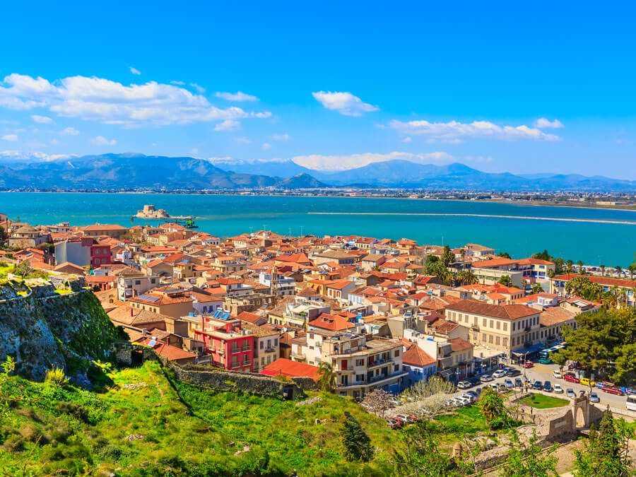 Panoramic view of Nafplion, day trip from Athens