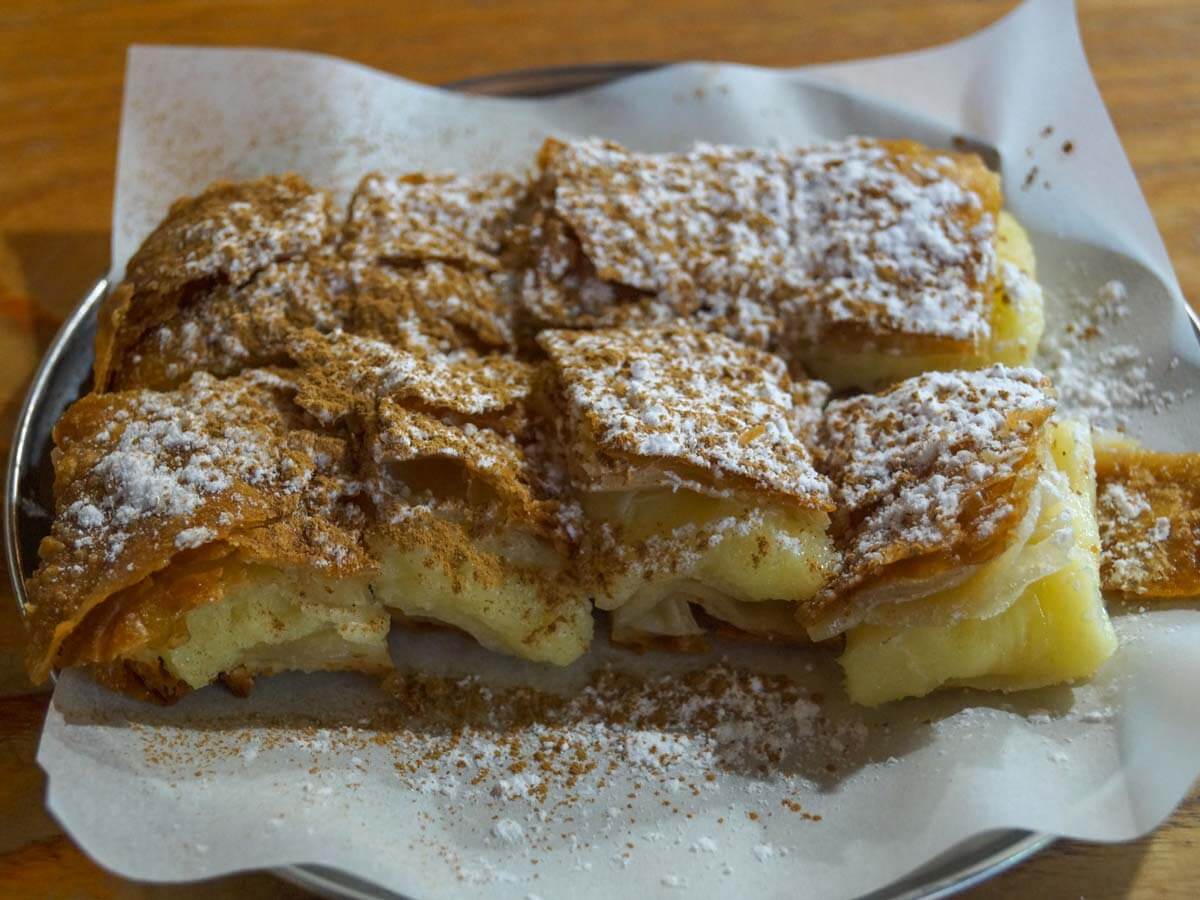 Delicious mpougatsa with krema in Psyri