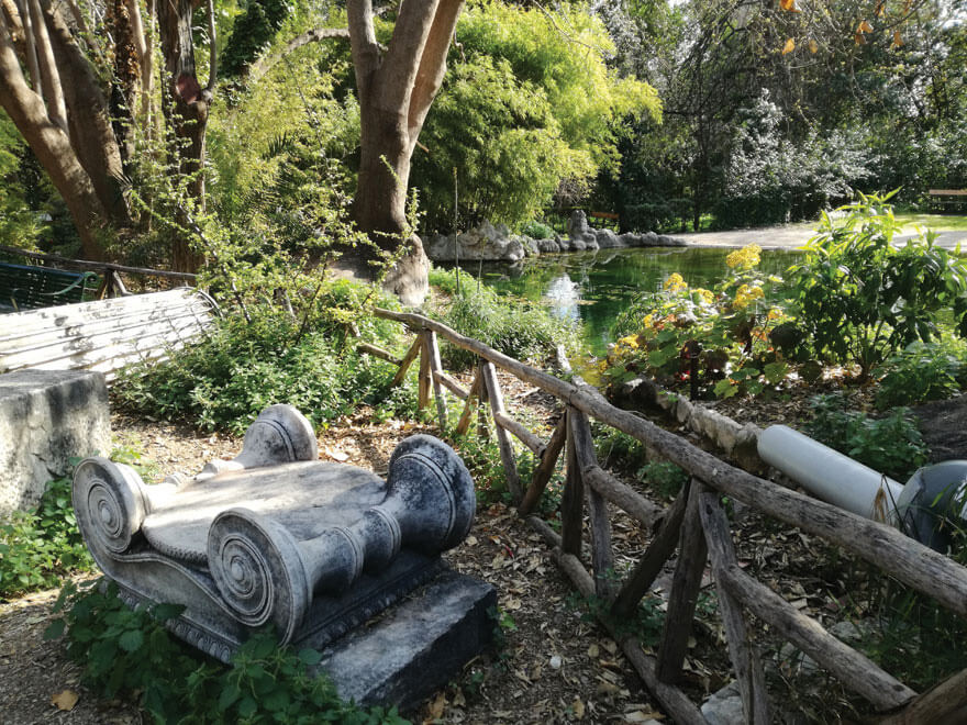 View at the National Gardens of Athens with Neoclassical spolia