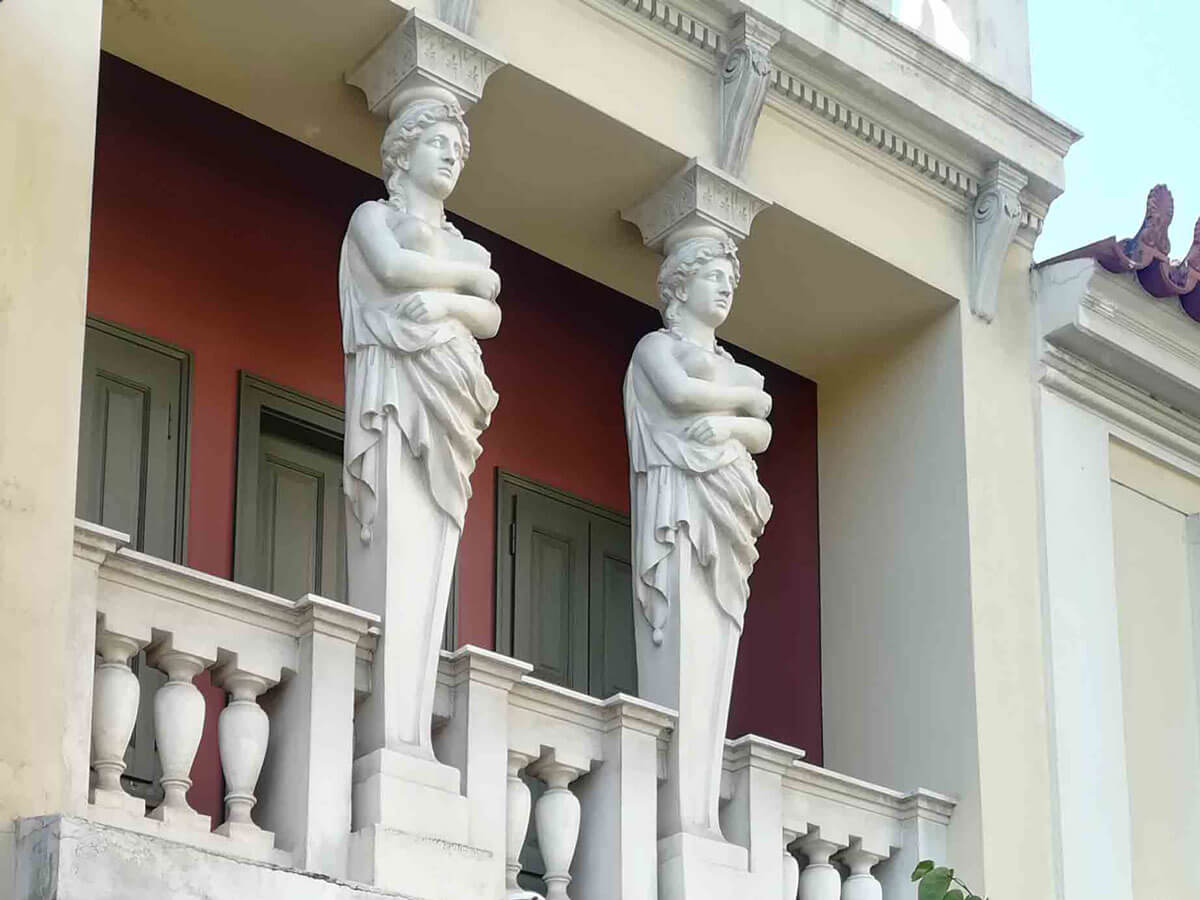 House in Athens with the famous “folk” caryatids