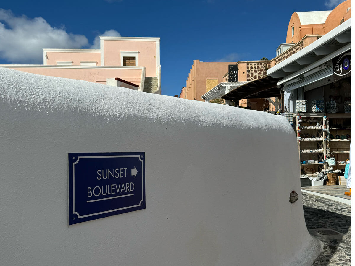 The Sunset Boulevard in Oia